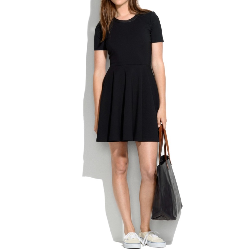 Madewell Leather Trim Skater Dress LBD